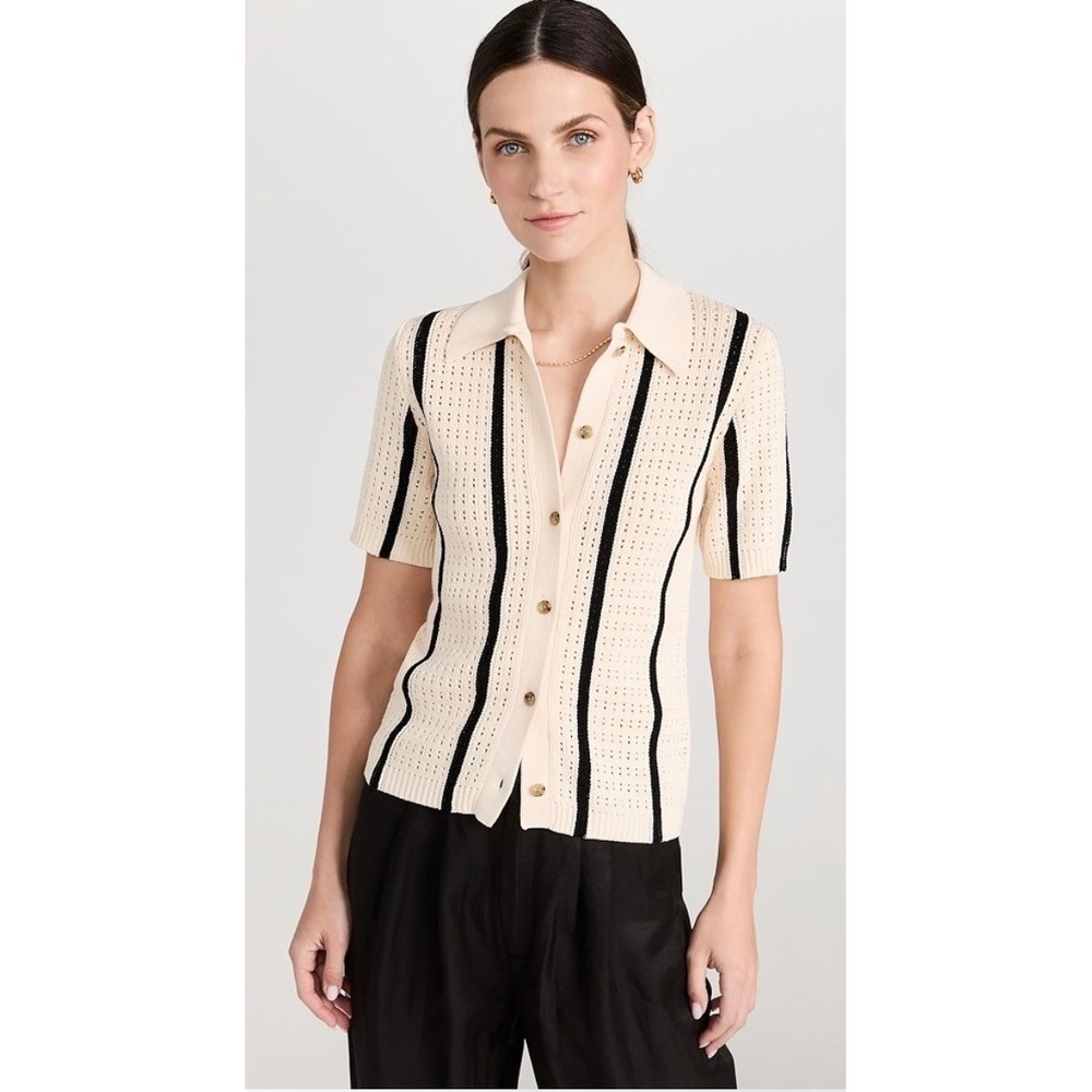 ANINE BING Alexis Sweater Ivory & Black Stripe XS